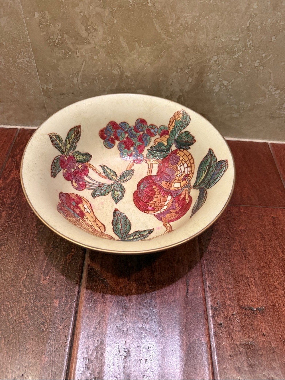 "ANDREA BY SADEK" - 8" Multi-Color Bowl w/ Gold trim - Good Condition
